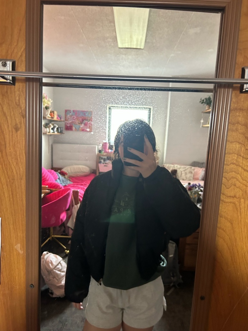 Cropped Black Puffer Jacket - Classic Warm Coat - Picture 2 of 2